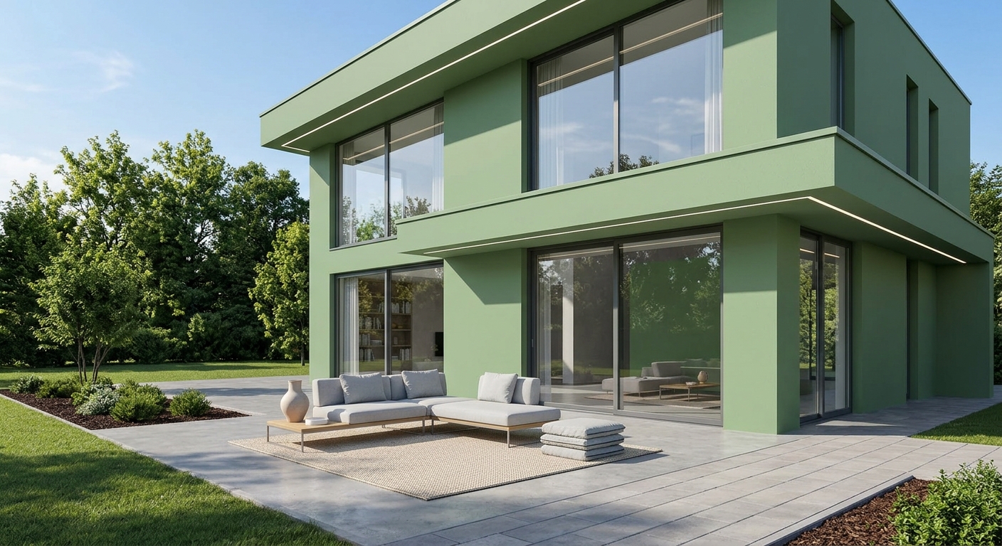 Frisch gestrichene Hausfassade